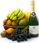 Gift Hamper of Fruits with a bottle of Champagne