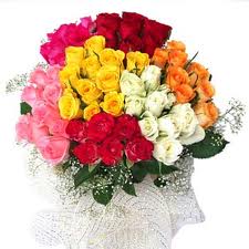 Multi Coloured Roses basket